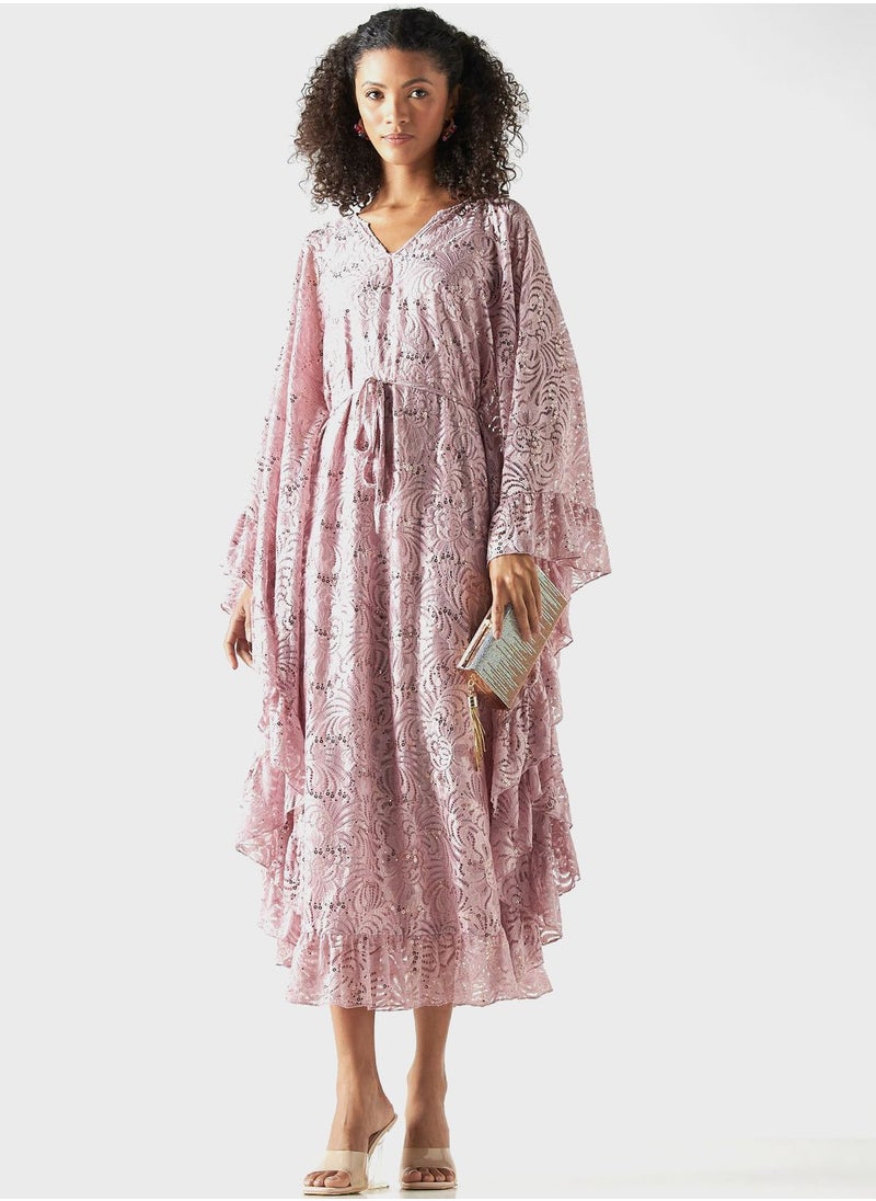 Iconic - Cape Sleeve Tiered Dress - Image 1