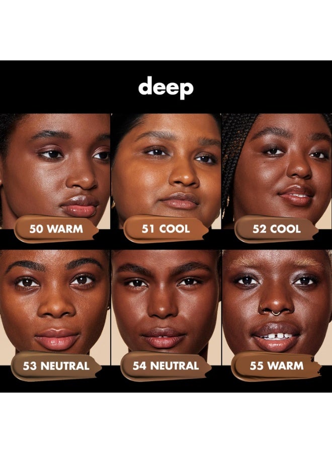 إلف كريم أساس سائل Soft Glam من e.l.f. - تغطية متوسطة، يدوم طويلاً وقابل للبناء، يمنح ملمساً ناعماً، مناسب لجميع أنواع البشرة، بلمسة نهائية ساتانية، نباتي ولم يُختبر على الحيوانات - درجة 50 Deep Warm (30 مل) - Image 3