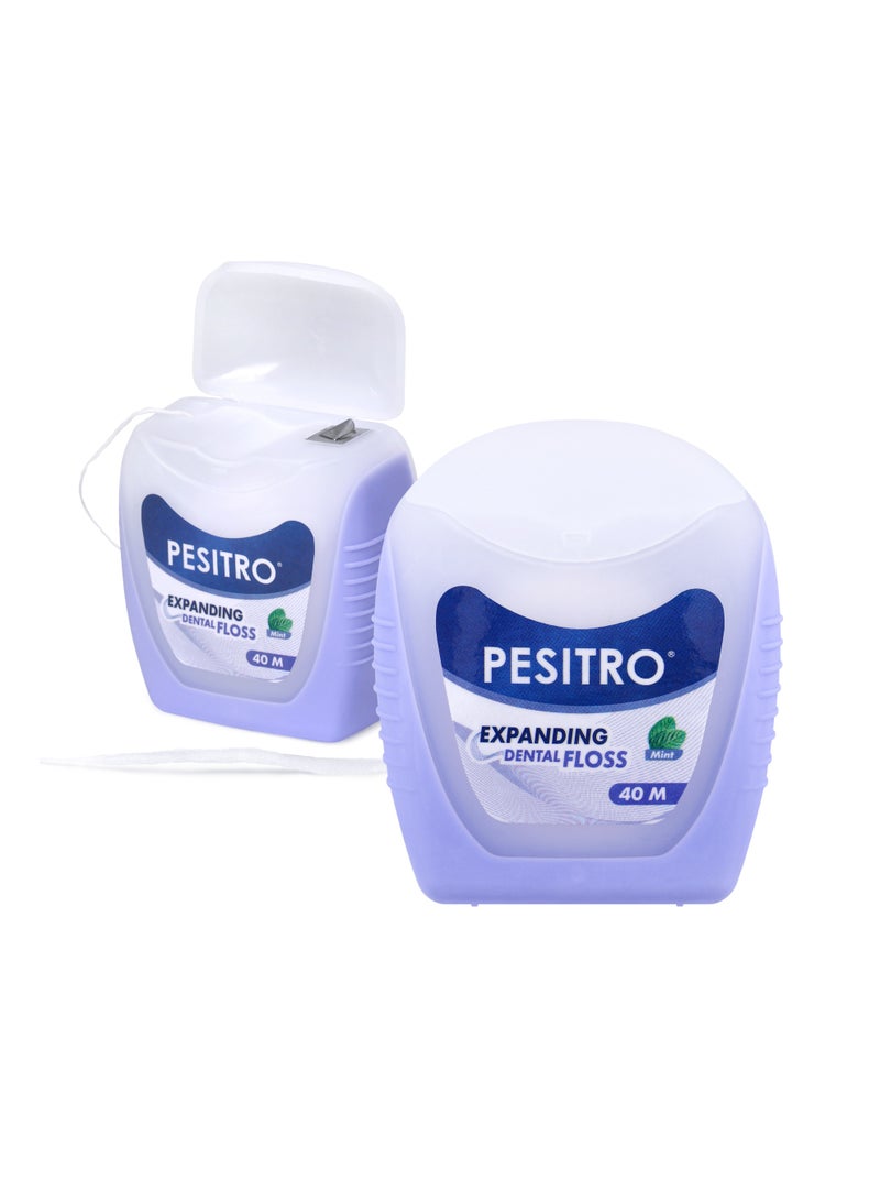 PESITRO Expanding Dental Floss – Moisture-Activated Interdental Floss That Expands for Deep Plaque Removal, 40 m Mint-Coated - Image 1