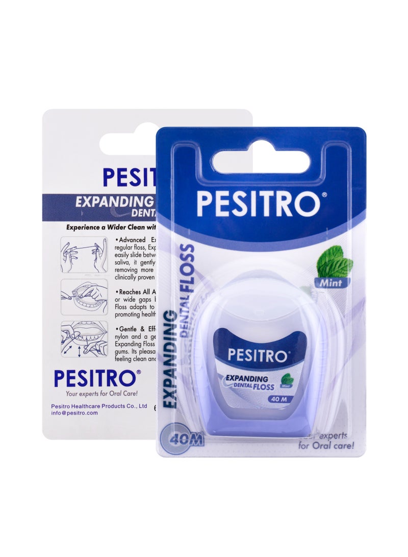 PESITRO Expanding Dental Floss – Moisture-Activated Interdental Floss That Expands for Deep Plaque Removal, 40 m Mint-Coated - Image 2
