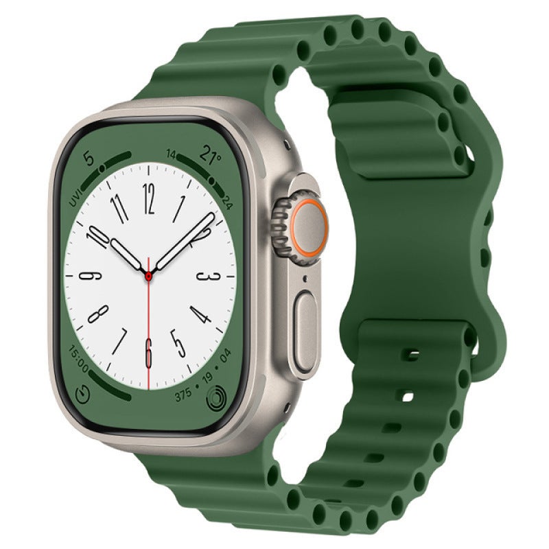 Apple Watch Band Ultra/iWatch 8/9/10 Dual Buckle Silicone Strap with 8-Shape Clasp - 22mm/24mm Compatible