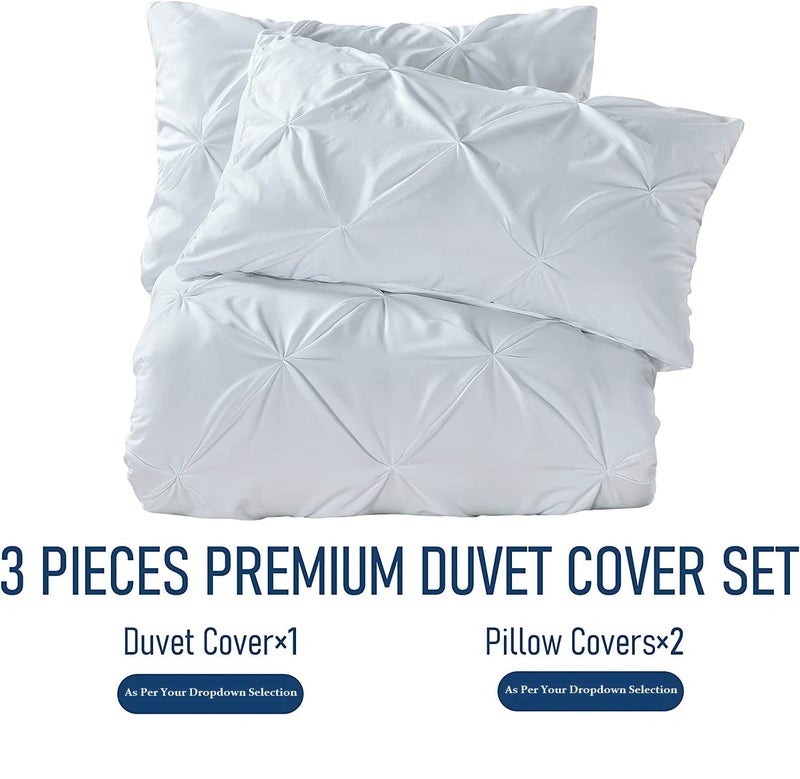 Crown Collection Luxuriate Hotel 1000-TC Hypoallergenic Ultra Soft design 100% Egyptian Cotton 94x104"" inch King/Cal-King Size White Solid Pinch Plated Duvet Cover With Zipper Colser & 2pcs Pillow Case Set - Image 5