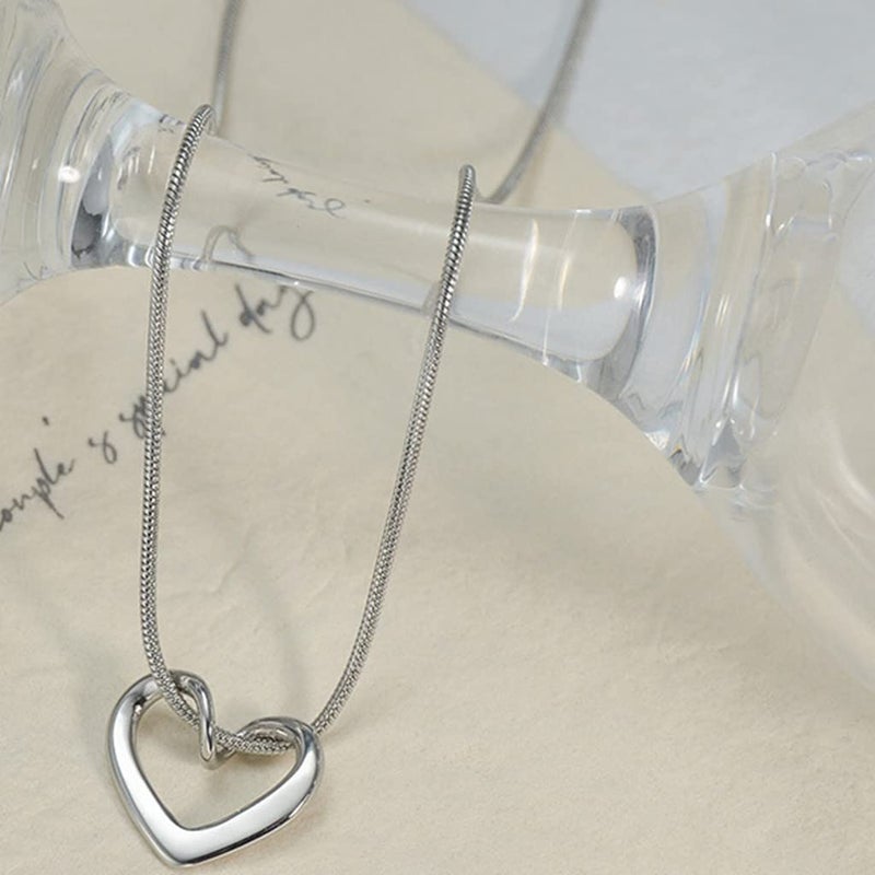 Jude Jewelers Stainless Steel Open Heart Charm Wedding Statement Birthday Holiday Pendant Necklace (Silver) - Image 2