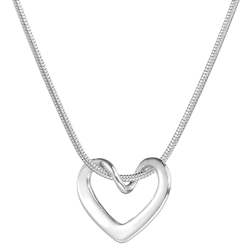 Jude Jewelers Stainless Steel Open Heart Charm Wedding Statement Birthday Holiday Pendant Necklace (Silver) - Image 1