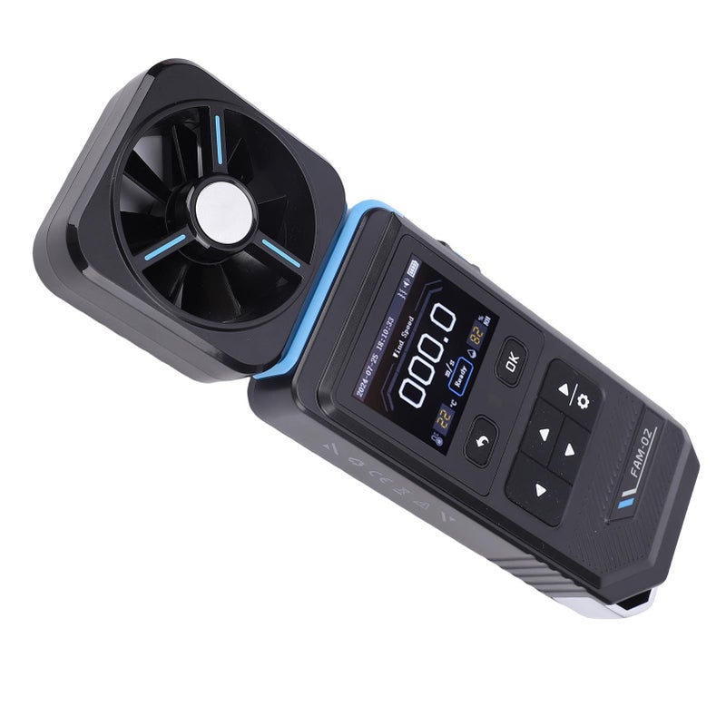 مقياس شدة الرياح الرقمي مع شاشة LCD ملونة محمول للمنزل والمكتب ومروحة السيارة - Image 5