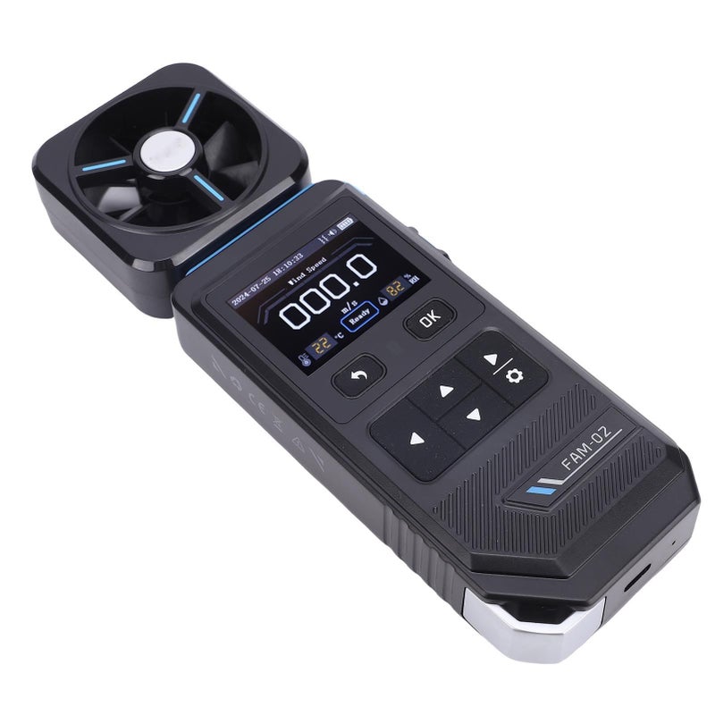 مقياس شدة الرياح الرقمي مع شاشة LCD ملونة محمول للمنزل والمكتب ومروحة السيارة - Image 4