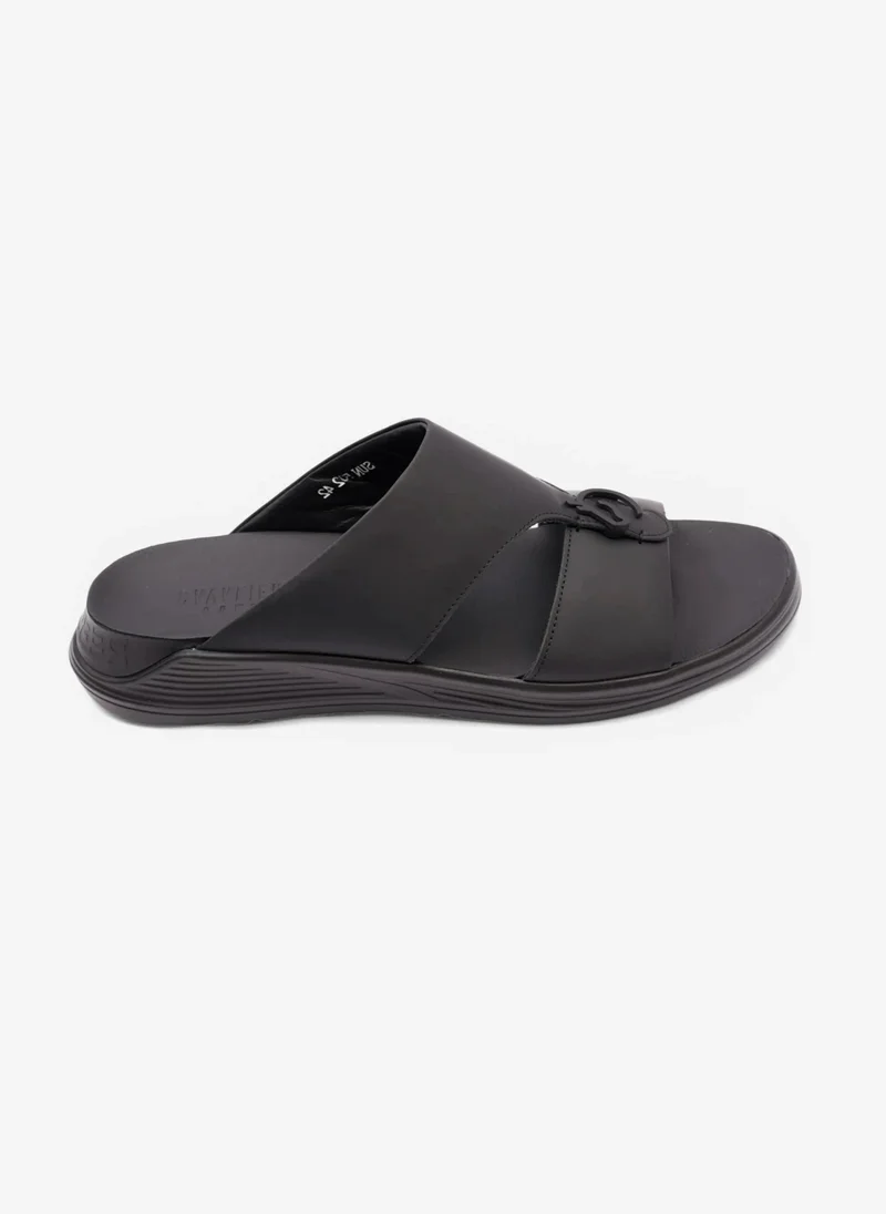 UOMO كافالير UOMO CAVALIER EMBOSSED LEATHER SUN DESIGN SANDALS