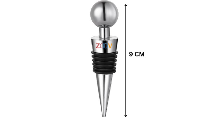 Zoov Wine Stopper Bottle Stopper - Stainless Steel Wine Saver, Reusable Wine Corks for Beverage, Silicone Wine Stopper (1) - Image 2