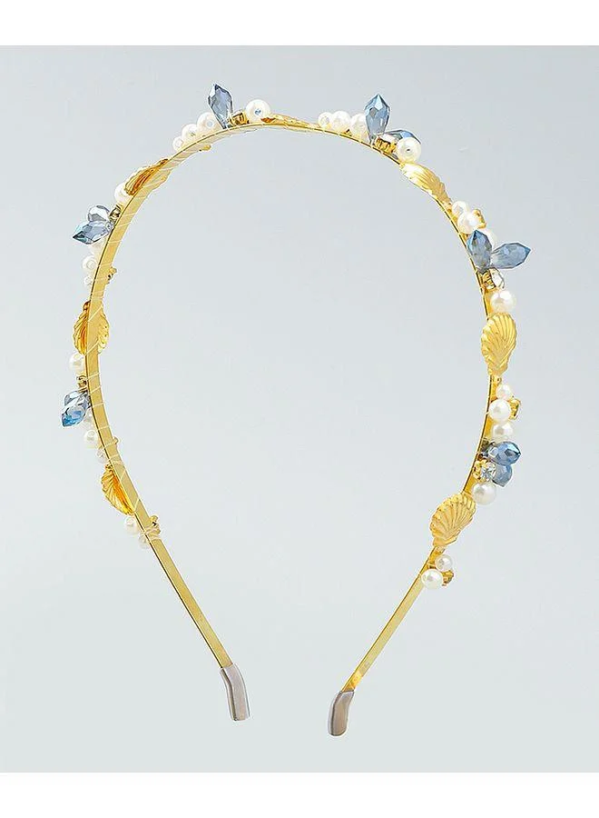 Mark & Mia Mark & Mia Hair Band, Stretch Design, Elegant, Comfortable, 6 to 12 Years - Blue and Golden