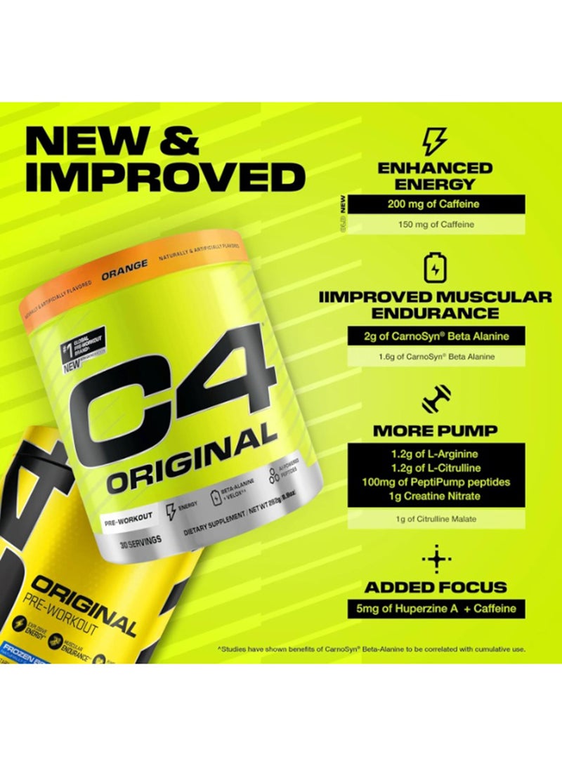 CELLUCOR C4 Original Pre-Workout Powder, Orange Burst – 30 Servings | Zero Sugar, 150mg Caffeine, Beta-Alanine, Creatine & Vitamin C – Energy Support for Men & Women - Image 3
