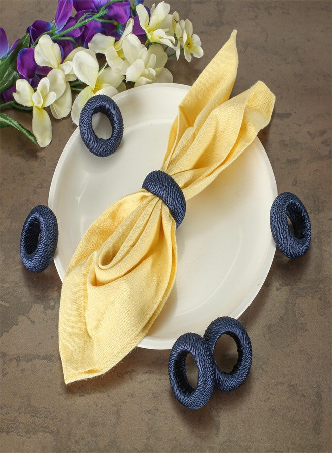CLEENTABLE Rustic Napkin Rings Set of 12 - Rayon Napkin Holders for Table Decor, Weddings, Dinner Parties & Everyday Dining - Farmhouse Boho Napkin Rings (Blue) - Image 2