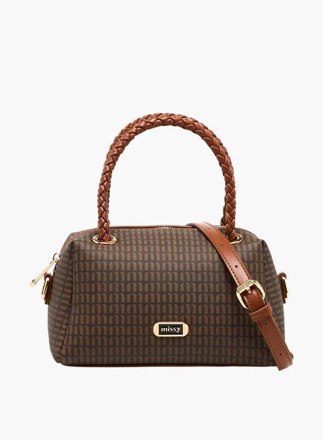 ميسي حقيبة يد بطبعة شعار مع مقبض مزدوج مضفر