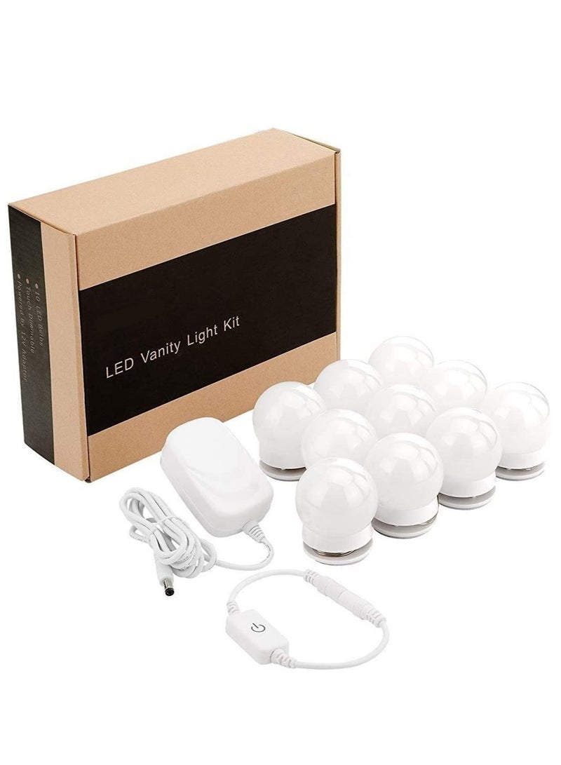 Hollywood Style 10 LED Vanity Mirror Lights Kit with Dimmable Light Bulbs, Lighting Fixture Strip for Makeup Vanity Table Set in Dressing Room - Image 1