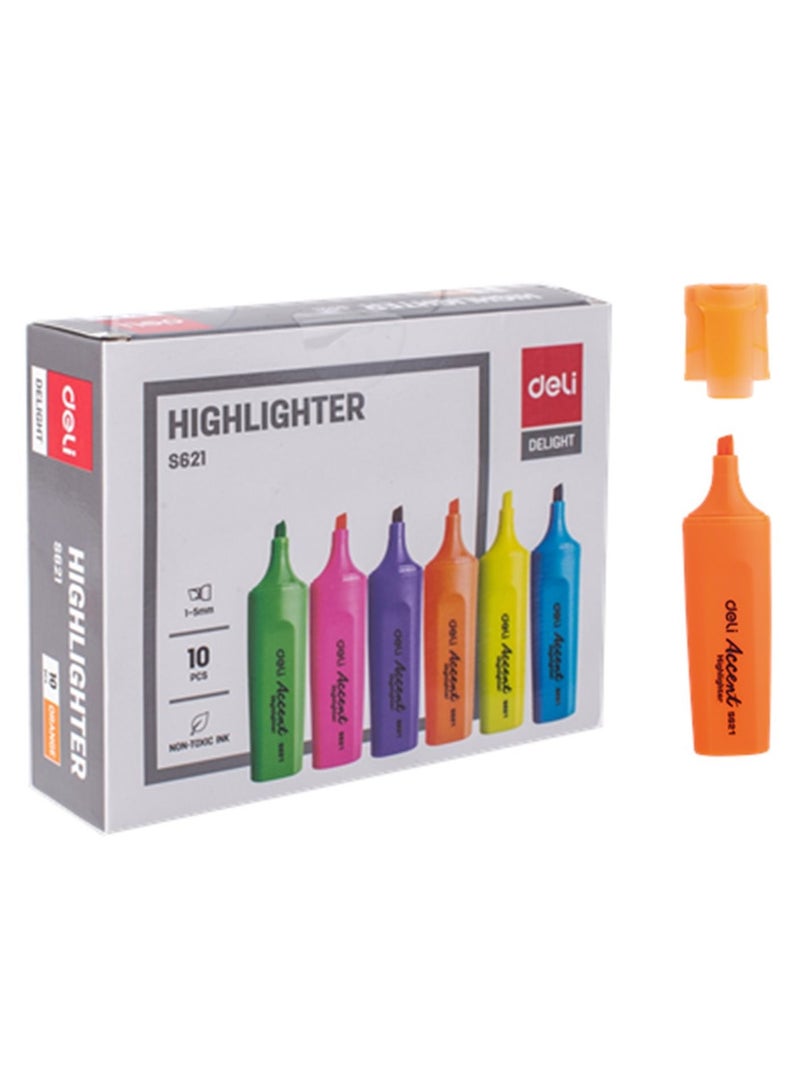 Deli 10-Piece Highlighter Orange Ink - Image 2