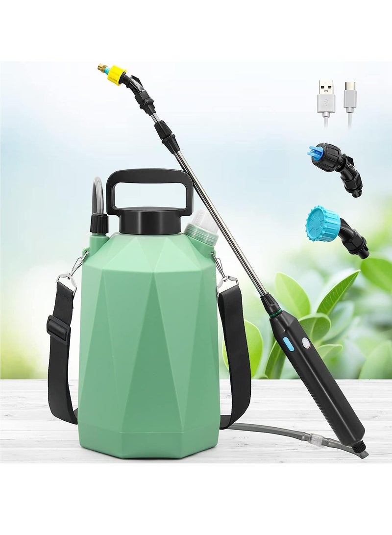 Excefore Battery Powered Sprayer 1.35Gallon/5L, Electric Garden Sprayer with USB Rechargeable Handle, Sprayer with 3 Mist Nozzles, Telescopic Wand, and Shoulder Strap for Lawn and Garden  - Image 1
