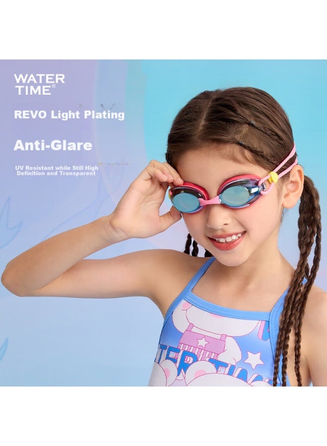 Watertime/shuichuan Children's Swimming Goggles For Ages 6-12, Coated Anti-fog Professional Swimming Gl For Ages 10-15, Starry Red - Image 1