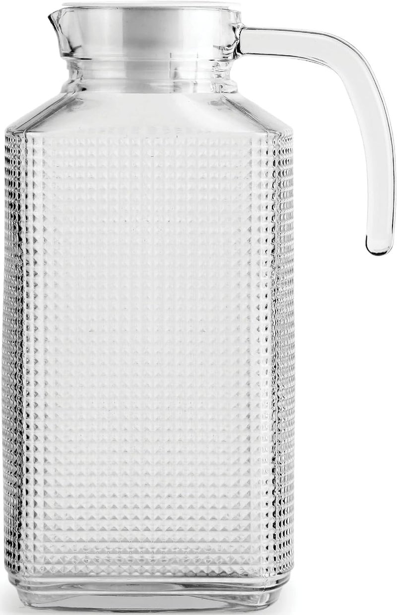 ConvertKitchen 1600ML Dotted Premium Glass Water Jug with Lid & Handle - Transparent Beverage Carafe for Home, Office Pitcher for Serve Water, Milk, Juice, Beverage 1600ML Dotted Water JUG, 1 PCS - Image 3