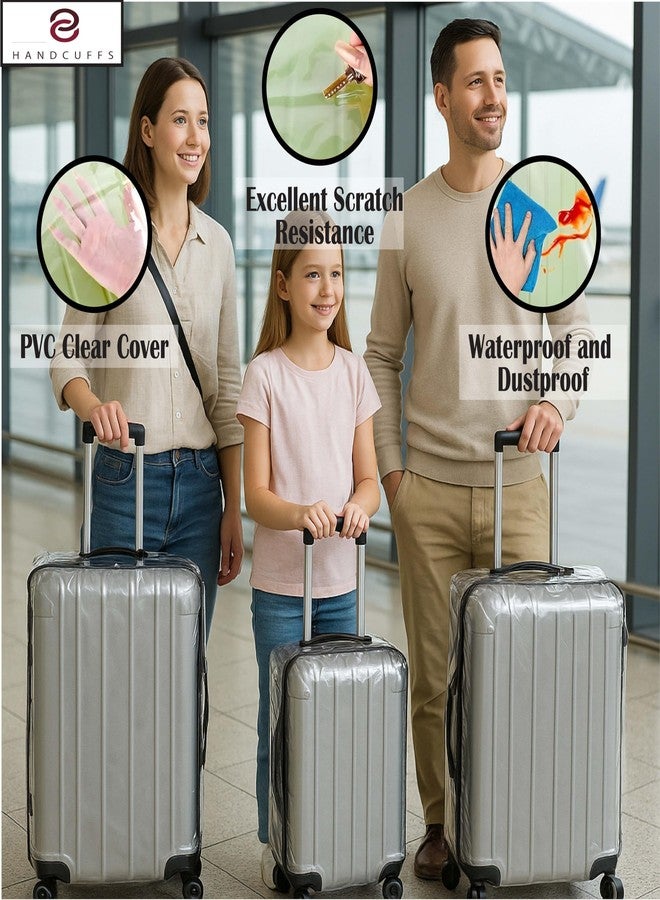Handcuffs Transparent Luggage Trolley Protective Covers PVC Waterproof Travel Bag Suitcase Cover (26 Inches) (16.9" X 11.8" X 26.8") - Image 5
