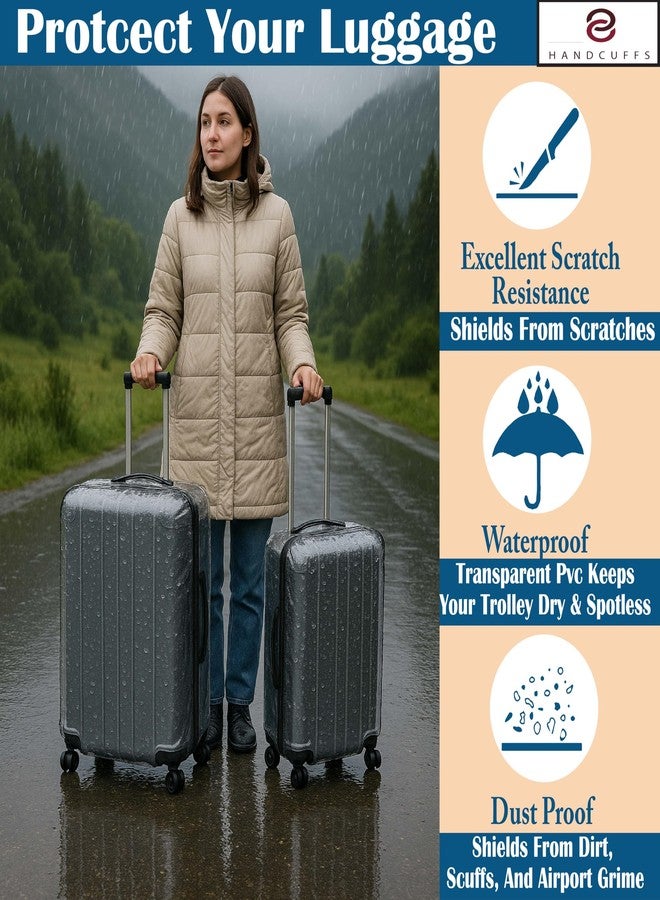 Handcuffs Transparent Luggage Trolley Protective Covers PVC Waterproof Travel Bag Suitcase Cover (26 Inches) (16.9" X 11.8" X 26.8") - Image 3
