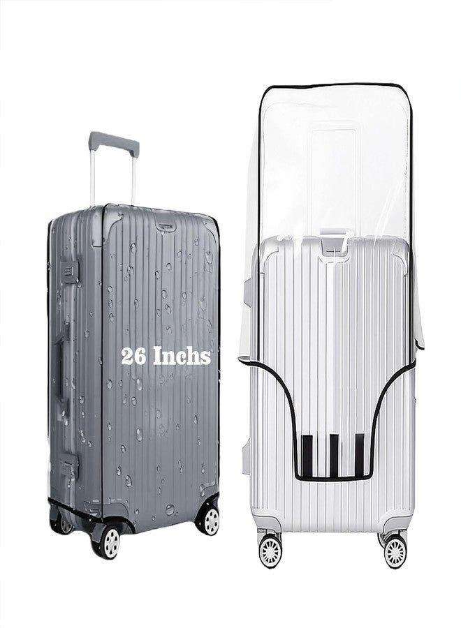 Handcuffs Transparent Luggage Trolley Protective Covers PVC Waterproof Travel Bag Suitcase Cover (26 Inches) (16.9" X 11.8" X 26.8") - Image 1