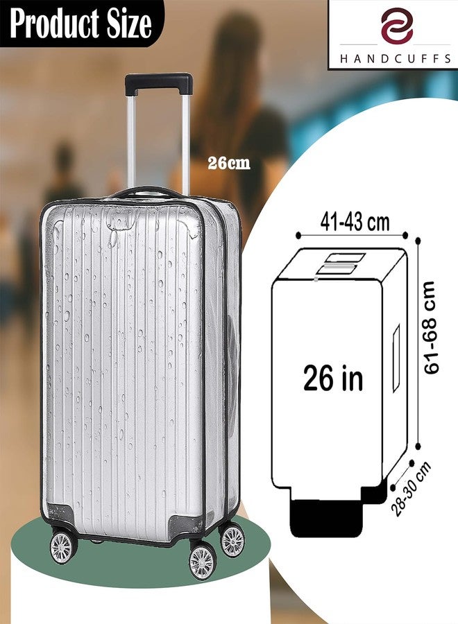 Handcuffs Transparent Luggage Trolley Protective Covers PVC Waterproof Travel Bag Suitcase Cover (26 Inches) (16.9" X 11.8" X 26.8") - Image 2