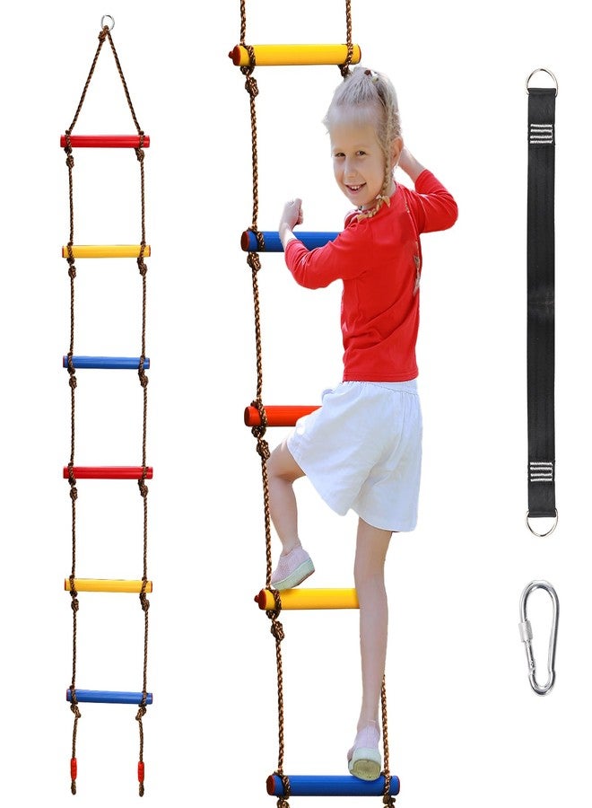 ZENFUN 6.5 Ft Climbing Rope Ladder, Climbing Ladder Hanging Slackline Ladder for Indoor Play Set and Outdoor Tree House, Playground Obstacles Swing Ropeladder - Image 1