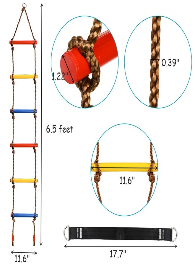 ZENFUN 6.5 Ft Climbing Rope Ladder, Climbing Ladder Hanging Slackline Ladder for Indoor Play Set and Outdoor Tree House, Playground Obstacles Swing Ropeladder - Image 2