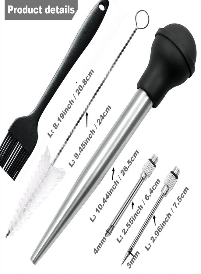 Smithcraft Turkey Baster, Stainless Steel Turkey Baster, Baster Syringe Meat Injector Baster Set with 2 Needles&2 Cleaning Basting Brush, Baster for Flavor Meat Poultry, Beef&Chicken Cooking Black - Image 2