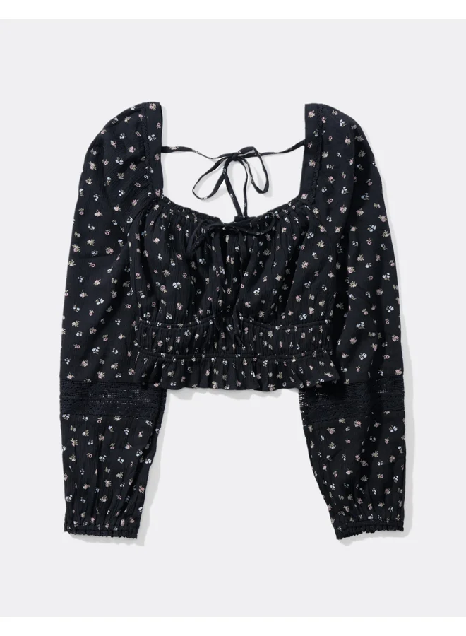 امريكان ايجل AE Ruched Long-Sleeve Blouse