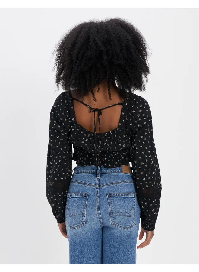 امريكان ايجل AE Ruched Long-Sleeve Blouse
