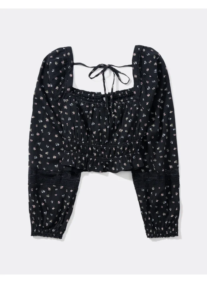 امريكان ايجل AE Ruched Long-Sleeve Blouse