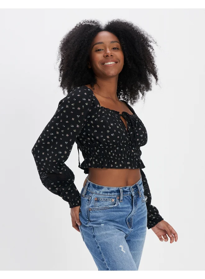 امريكان ايجل AE Ruched Long-Sleeve Blouse