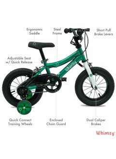 Whimsy Whimsy - Classic 12" Kids Bike  2-Minute Assembly, Handbrake, Child-Friendly Cycle, Adjustable Saddle - Green  - Image 3