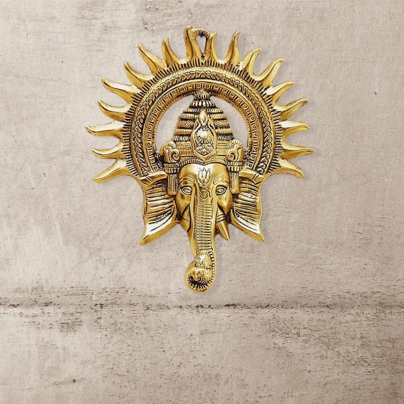 Comelyns Golden Metal Sun Decorative Ganesha Wall Hanging Lord Ganesha Statue Wall Art Decorative Showpiece for Wall Decor Diwali Decoration Items for Home Decor Gift for Diwali Housewarming - Image 4