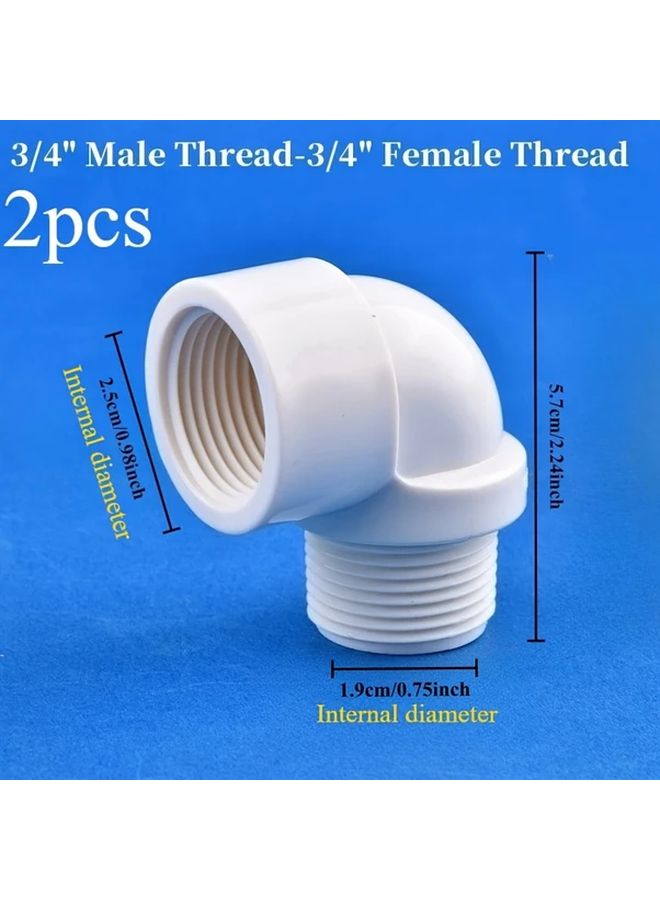 2pcs PVC 90 Degree Elbow 3 4 Inch Internal External Thread Pipe Fitting For Water Supply - Image 1