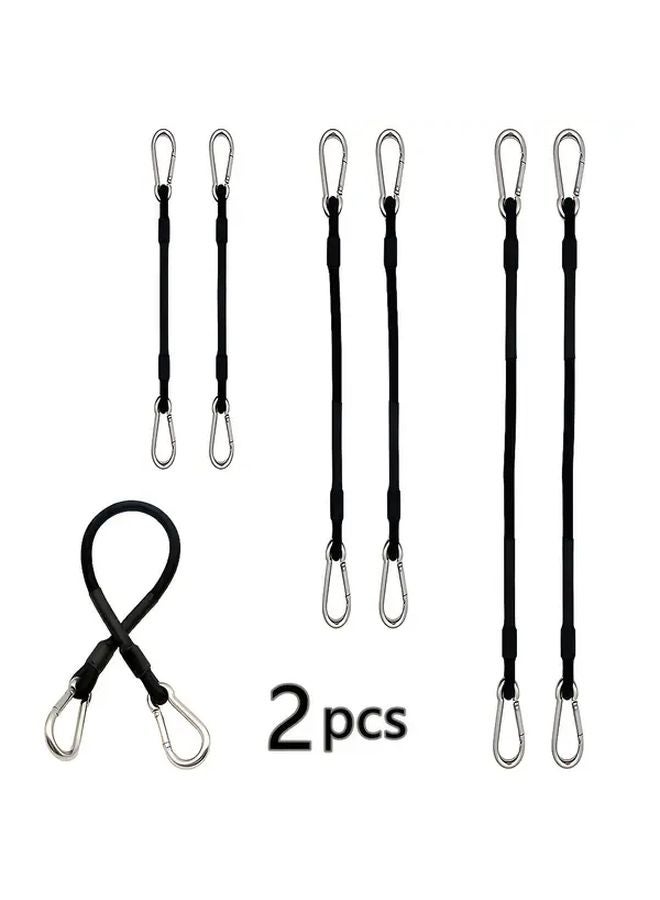 2pcs 40in Black Rubber Elastic Ropes with Stainless Steel Hooks for Secure Travel Outdoor Luggage Fixation - Image 2