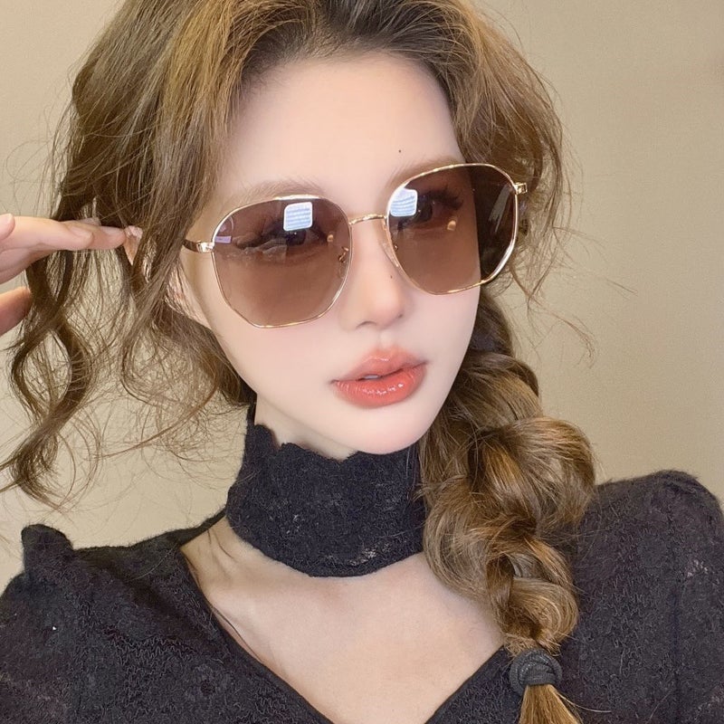 Internet Celebrity Metal Polarized Sun Protection And Uv Protection Sunglasses Large Frame Face Slimming Premium Sunglasses 58121 - Image 5