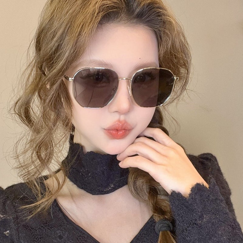 Internet Celebrity Metal Polarized Sun Protection And Uv Protection Sunglasses Large Frame Face Slimming Premium Sunglasses 58121 - Image 3