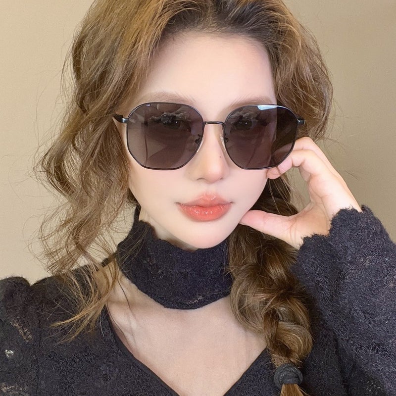 Internet Celebrity Metal Polarized Sun Protection And Uv Protection Sunglasses Large Frame Face Slimming Premium Sunglasses 58121 - Image 2