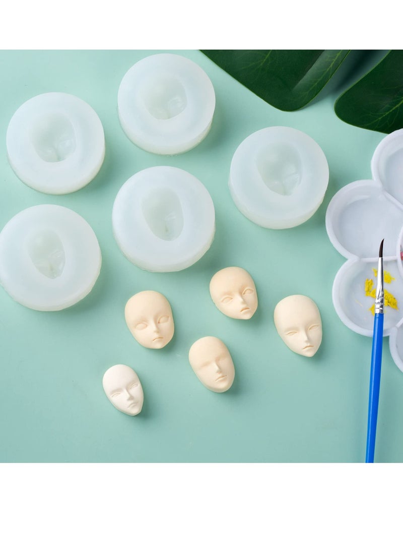 Excefore 5 Pcs Human Face Silicone Molds, Fondant Decoration Mould Candy Clay Girl Face Moulds  DIY Chocolate Molds - Image 4