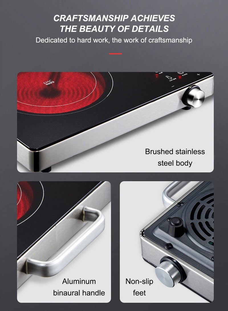 ET-LIFE 3500W Infrared Induction Cooktop, Electric Stove Burner,  Electric Hot Plate, Single Electric Cooktops Countertop Stoveck DT-228 Black - Image 5