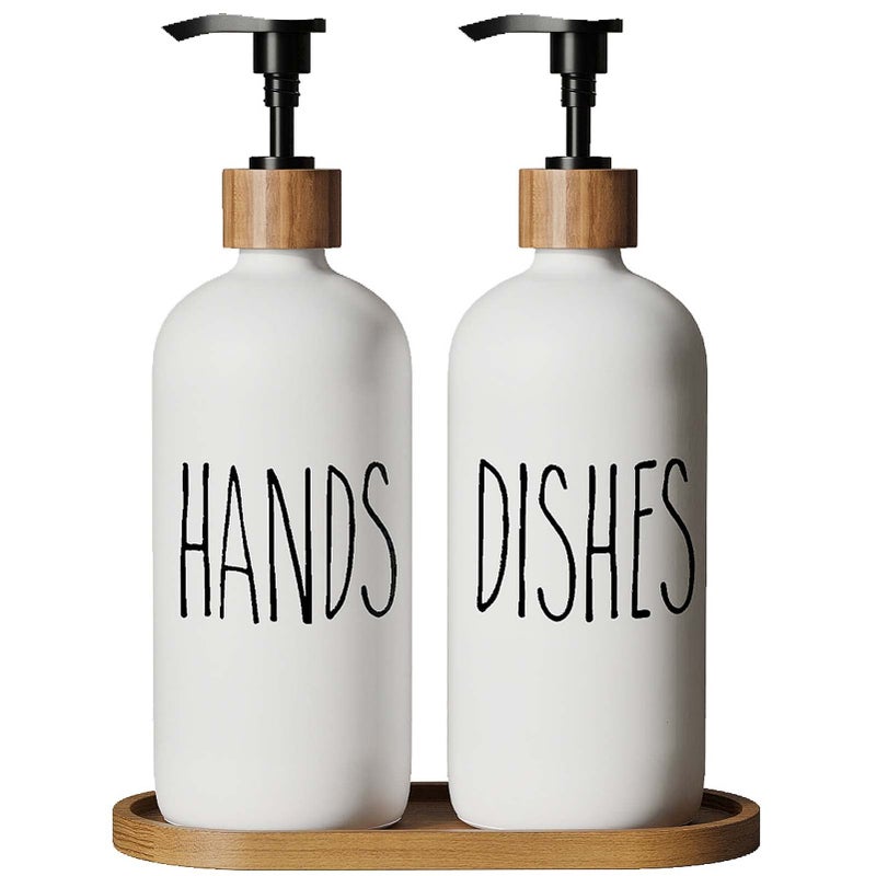 Aeakey Soap Dispenser Dish Soap Dispenser For Kitchen Sink.Glass Hand Soap Dispenser  Modern Farmhouse Decor Dish Soap Dispenser For Bathroom Kitchen Sink Decor - Image 1