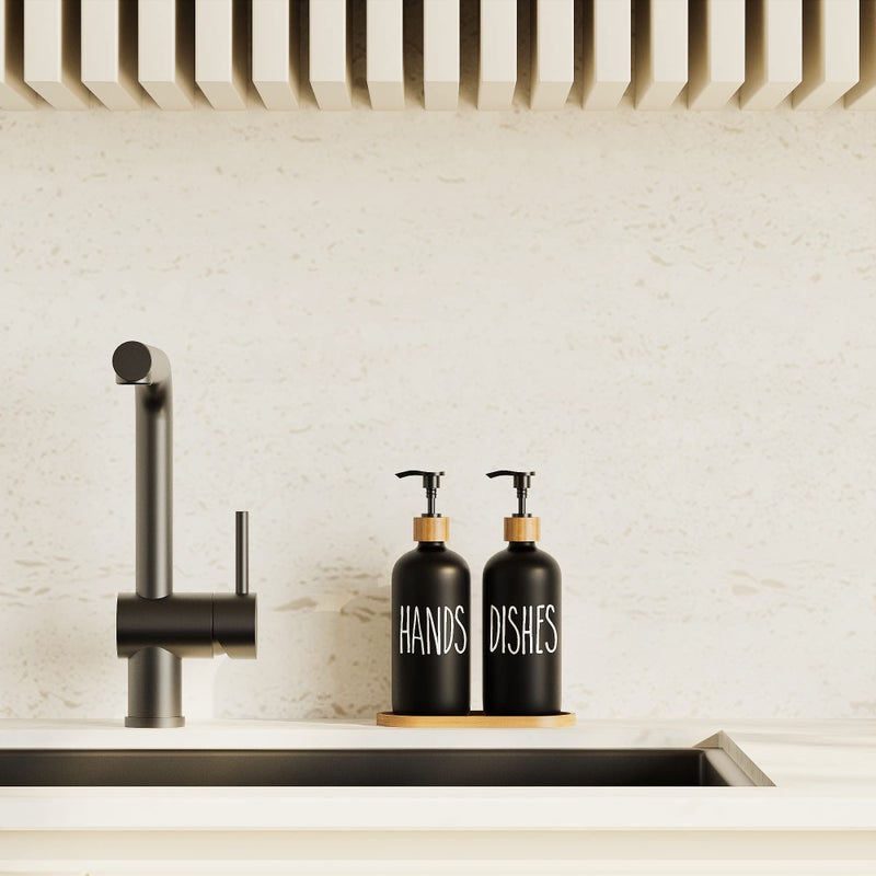 Aeakey Soap Dispenser Dish Soap Dispenser For Kitchen Sink.Glass Hand Soap Dispenser  Modern Farmhouse Decor Dish Soap Dispenser For Bathroom Kitchen Sink Decor - Image 4