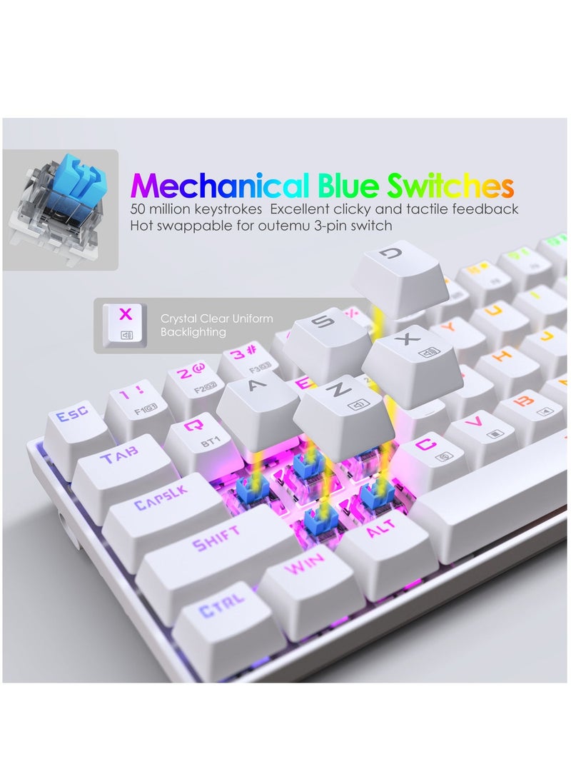 إي-يوسو لوحة مفاتيح ألعاب لاسلكية مكونة من 68 مفتاحًا و3 أوضاع مع إضاءة خلفية RGB وبلوتوث/2.4 جيجاهرتز/USB-C ولوحة مفاتيح ميكانيكية قابلة للبرمجة بمفتاح أزرق مع بطارية 1900 مللي أمبير في الساعة لنظامي التشغيل Windows/Mac - Image 5