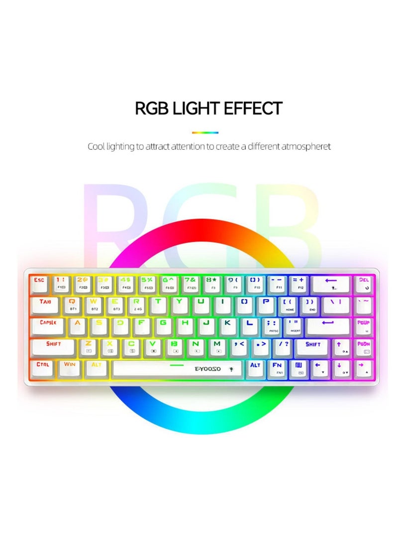 إي-يوسو لوحة مفاتيح ألعاب لاسلكية مكونة من 68 مفتاحًا و3 أوضاع مع إضاءة خلفية RGB وبلوتوث/2.4 جيجاهرتز/USB-C ولوحة مفاتيح ميكانيكية قابلة للبرمجة بمفتاح أزرق مع بطارية 1900 مللي أمبير في الساعة لنظامي التشغيل Windows/Mac - Image 3