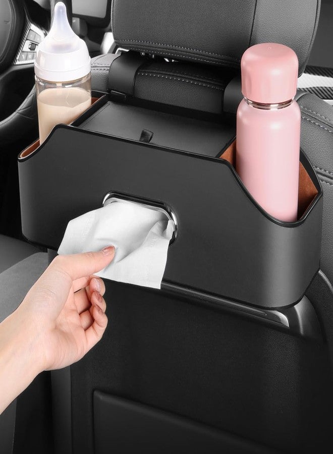 HAOTULE New car headrest rear seat multifunctional storage box, partition design, with cup holder, tissue box, headrest hook, suitable for children and adults, car travel accessories (black) - Image 3