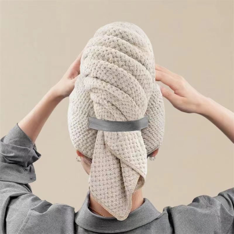 Generic Coral Fleece Hair Drying Cap Thick Absorbent Towel Deep coffee 
