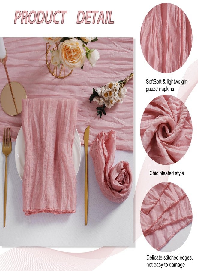 LZY 120 Pack Gauze Cheesecloth Napkins 20x20 Inch Dinner Cloth Napkins, Soft Boho Table Napkins Rustic Wrinkled Cheese Cloth Napkins Bulk for Wedding Party Baby Shower Event Decor (Dusty Pink) - Image 4