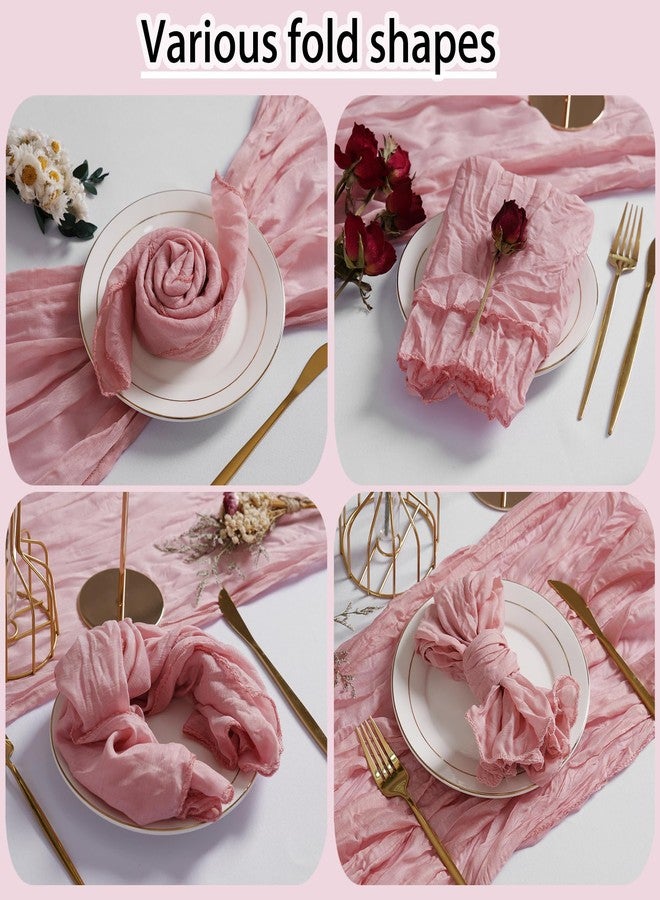LZY 120 Pack Gauze Cheesecloth Napkins 20x20 Inch Dinner Cloth Napkins, Soft Boho Table Napkins Rustic Wrinkled Cheese Cloth Napkins Bulk for Wedding Party Baby Shower Event Decor (Dusty Pink) - Image 5