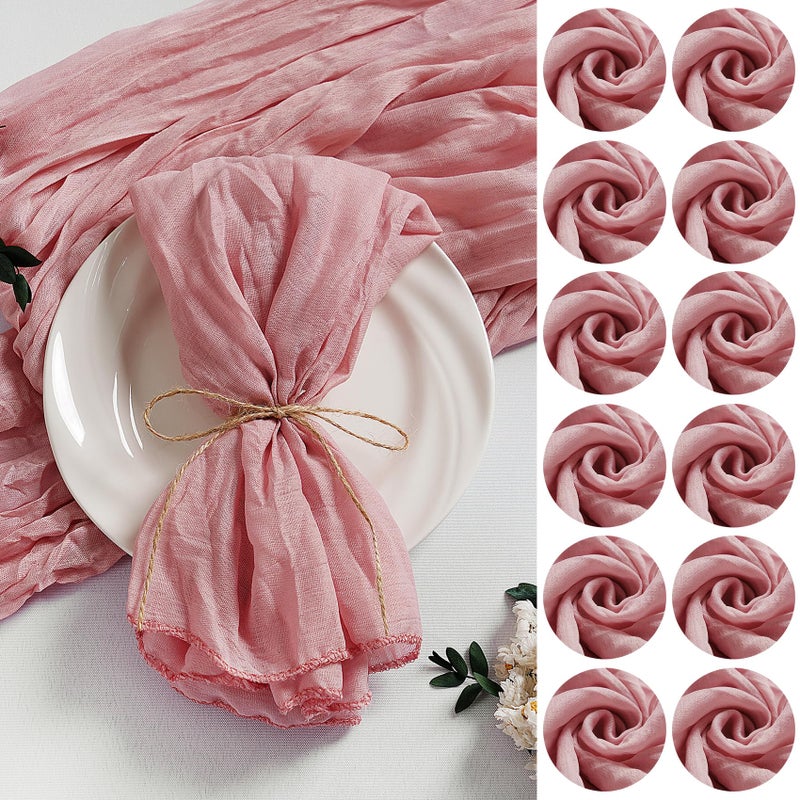LZY 120 Pack Gauze Cheesecloth Napkins 20x20 Inch Dinner Cloth Napkins, Soft Boho Table Napkins Rustic Wrinkled Cheese Cloth Napkins Bulk for Wedding Party Baby Shower Event Decor (Dusty Pink) - Image 1